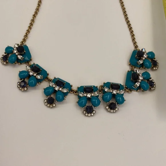 J. Crew Blue Crystal rhinestone Statement Necklace - EUC - Picture 3 of 4